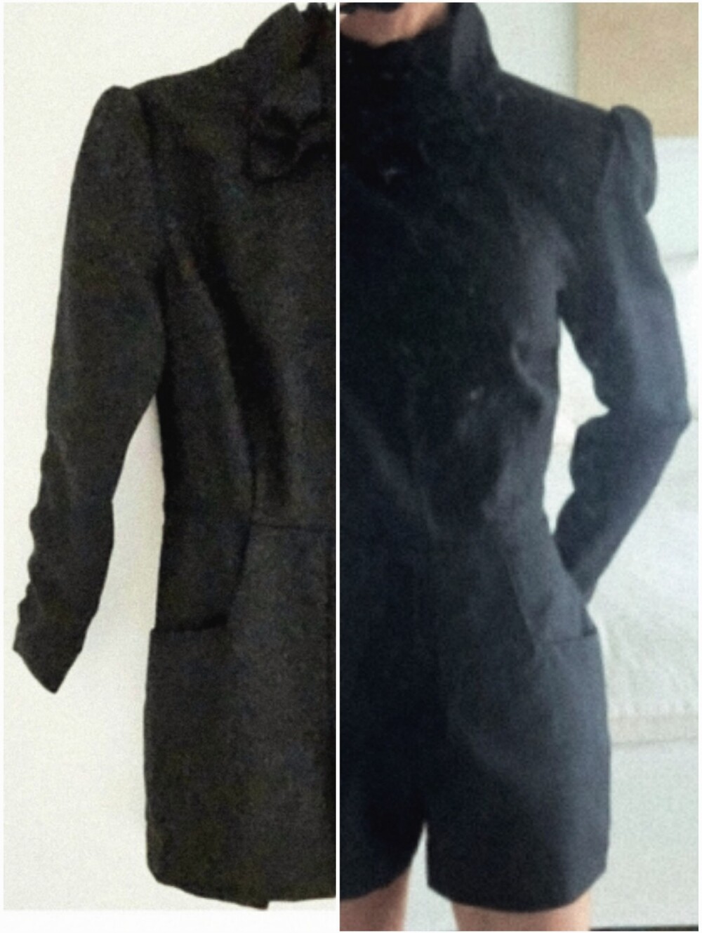 L'ecole des Femmes Black Long Sleeve Mock Neck With Bow One-Piece Short Jumpsuit